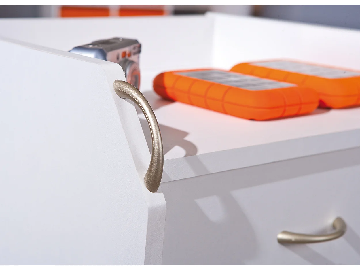 Prosar Commode à roulettes, 4 tiroirs, blanc.