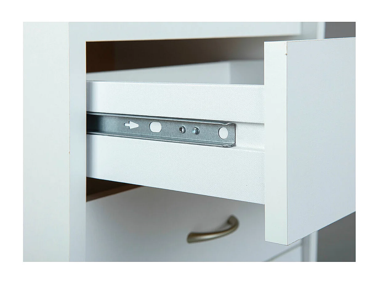 Prosar Commode à roulettes, 4 tiroirs, blanc.