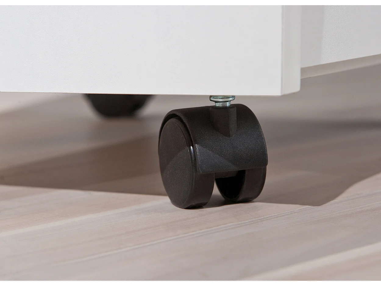 Prosar Commode à roulettes, 4 tiroirs, blanc.