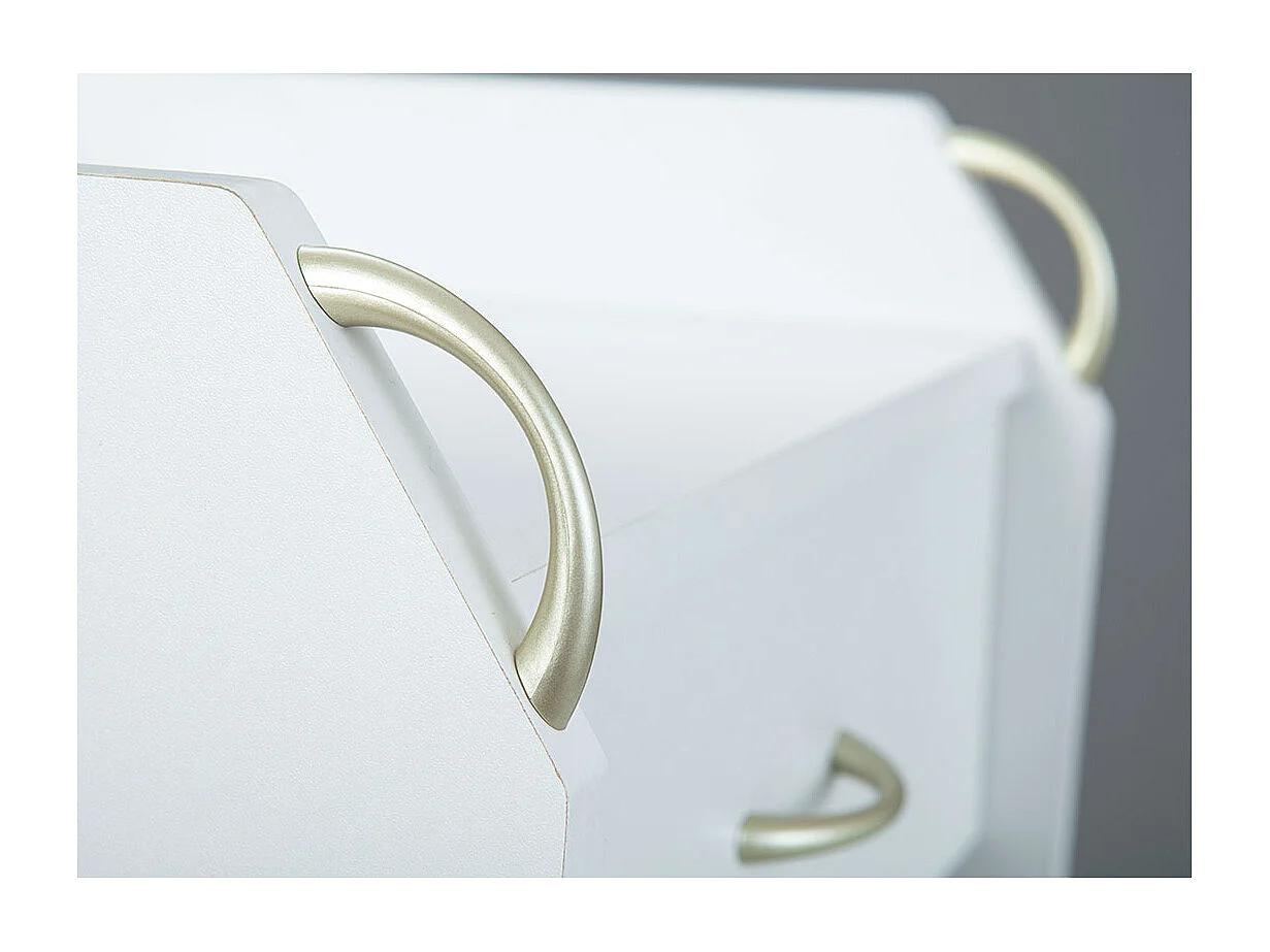 Prosar Commode à roulettes, 4 tiroirs, blanc.