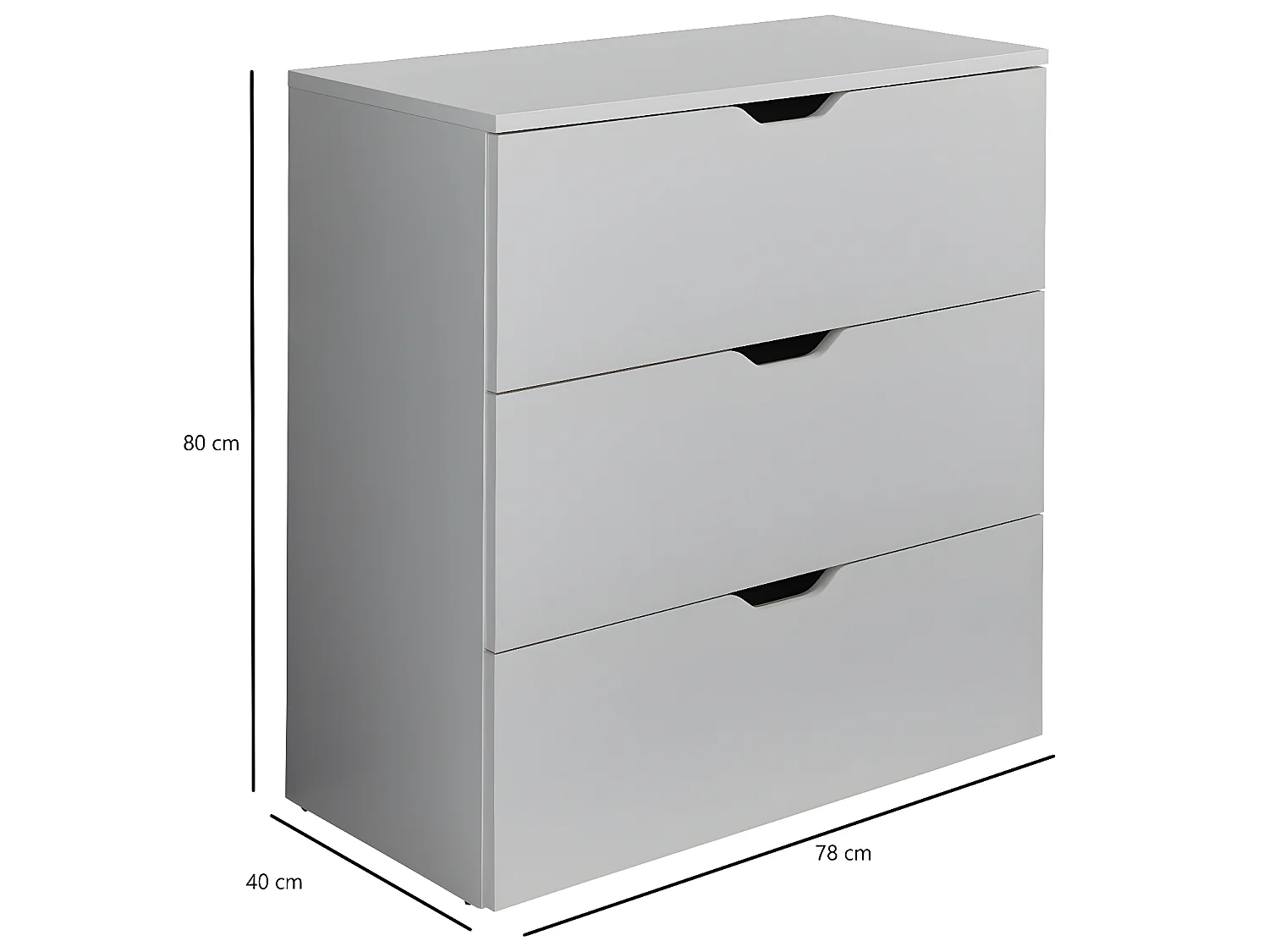 Basix Kommode 3 Schubladen weiß.