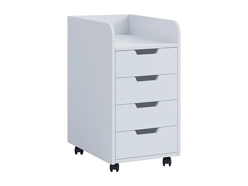 VCM Roll Container | Recipiente lateral com 4 gavetas | Dimensões aprox. A. 65 x L. 33 x P. 40 cm | 4 gavetas leves | Recipiente de escritório - Konal Mini (Branco)