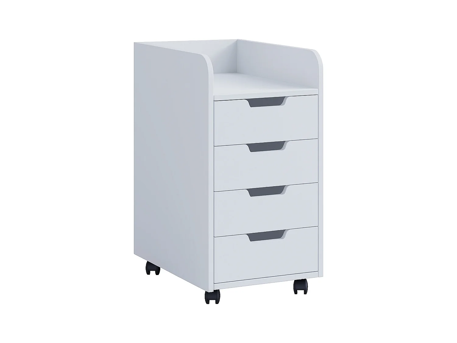 VCM Roll Container | Recipiente lateral com 4 gavetas | Dimensões aprox. A. 65 x L. 33 x P. 40 cm | 4 gavetas leves | Recipiente de escritório - Konal Mini (Branco)