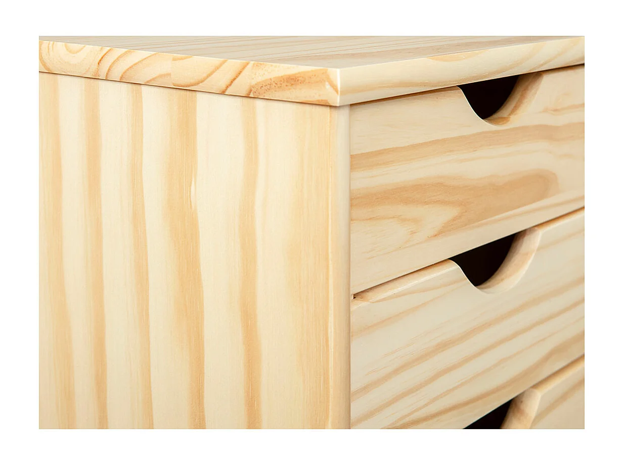 Nilar Commode à roulettes, 6 tiroirs, teinte naturelle.