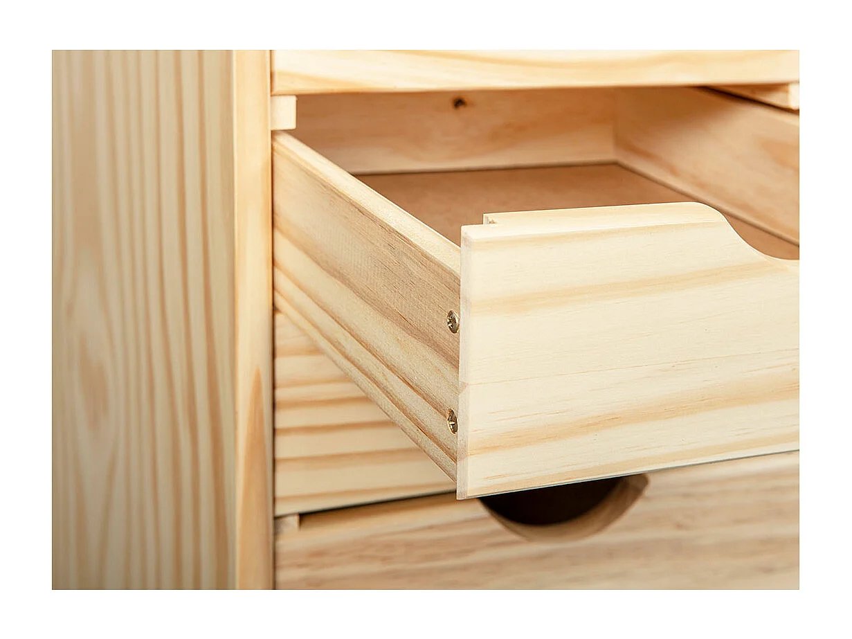 Nilar Commode à roulettes, 6 tiroirs, teinte naturelle.