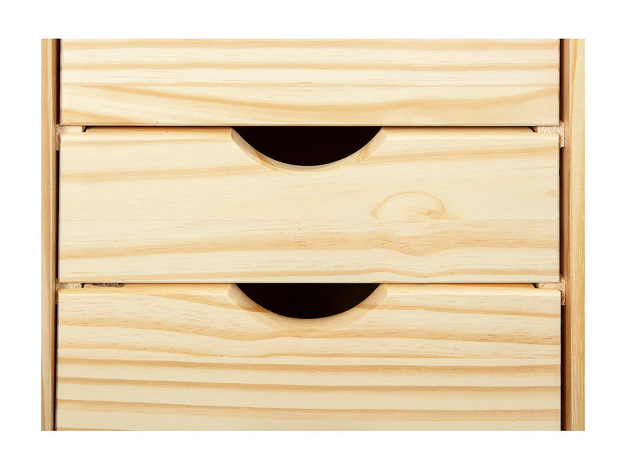 Nilar Commode à roulettes, 6 tiroirs, teinte naturelle.