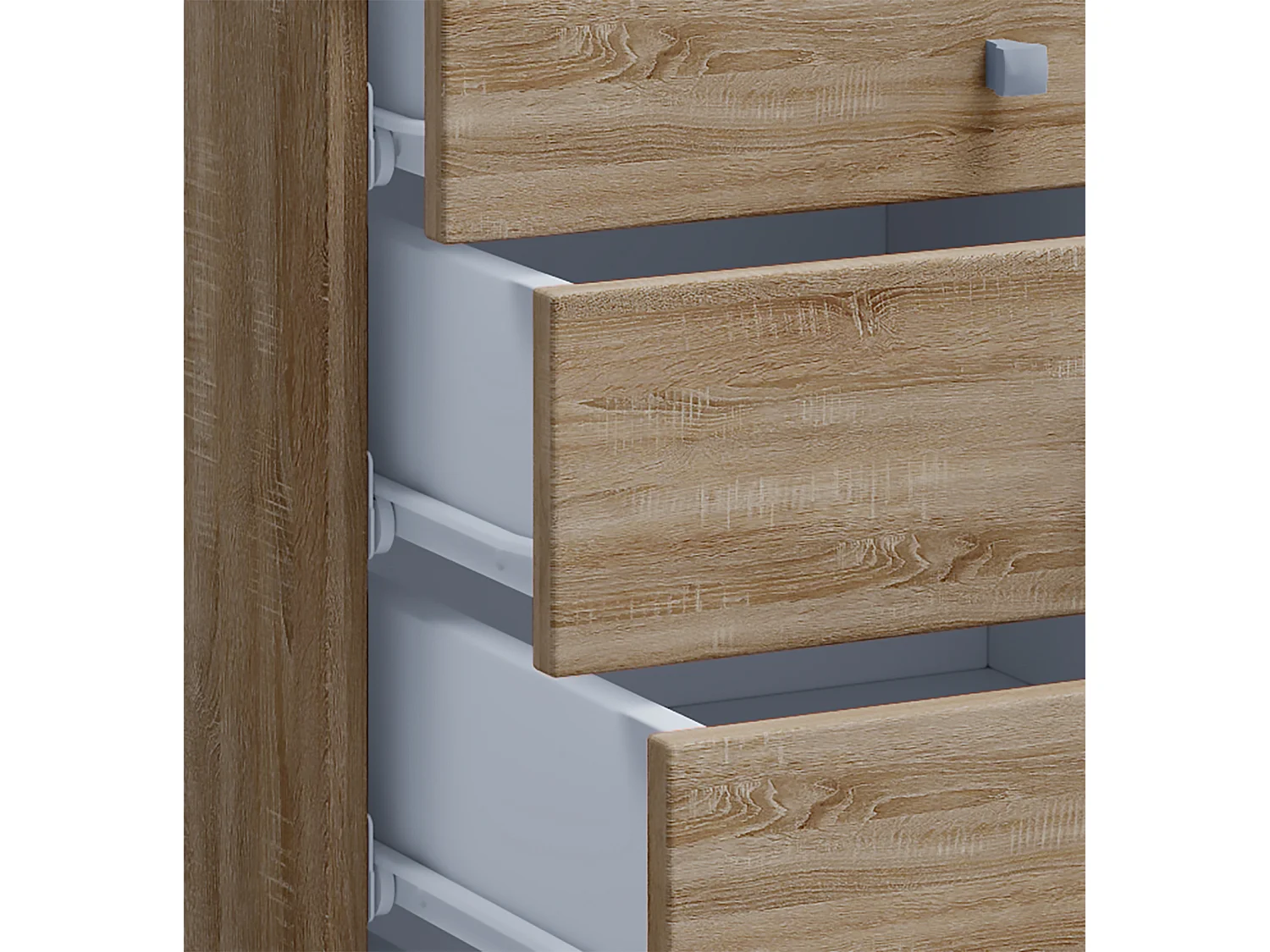 Lona Bureau Commode de bureau sur roulettes avec 4 tiroirs, imitation chêne Sonoma.