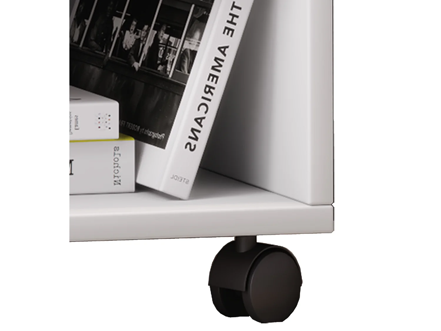 Recipiente de rolo VCM | Recipiente lateral com dois compartimentos abertos | Dimensões aprox. A. 54 x L. 45 x P. 38 cm | Recipiente de escritório - Salda (Branco)