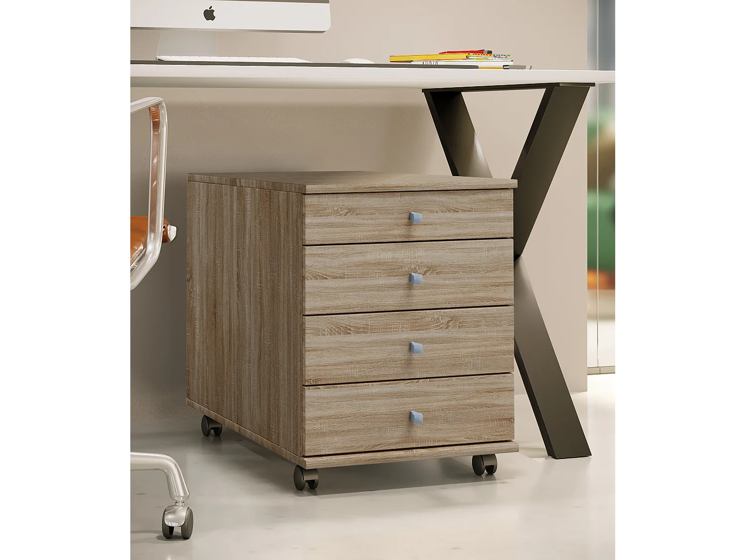 Roll Container Lona Sonoma Oak H. 57 x W. 42 x D. 75 cm