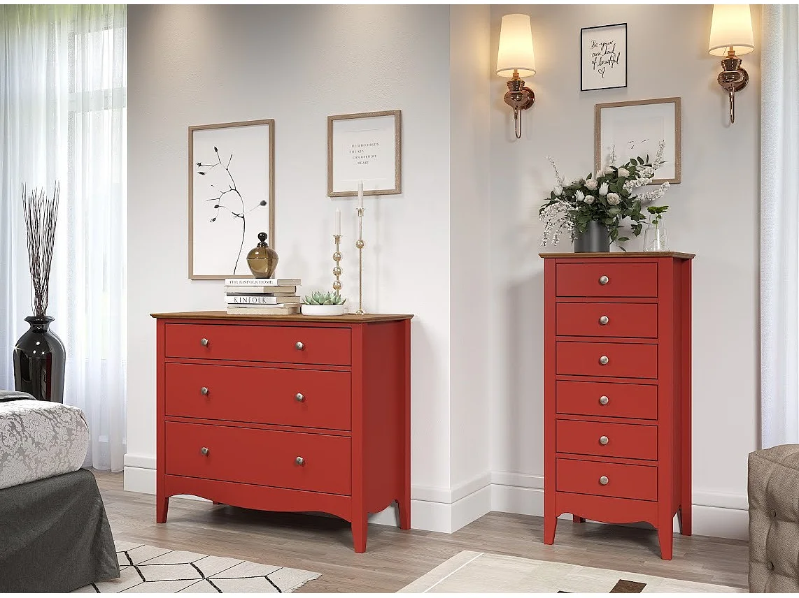 Lissabon Kommode 2, 1 Schublade rot,braun.