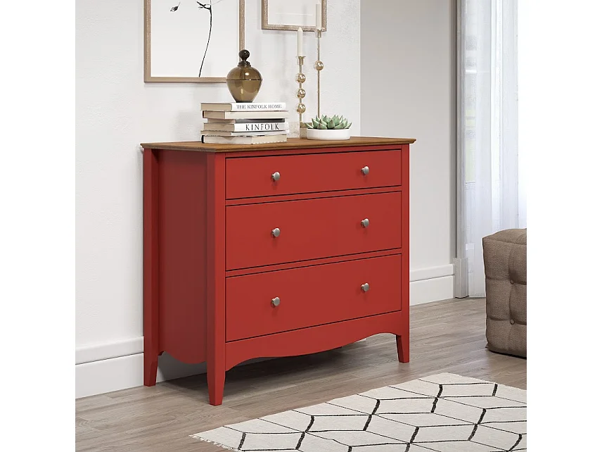 Lissabon Kommode 2, 1 Schublade rot,braun.