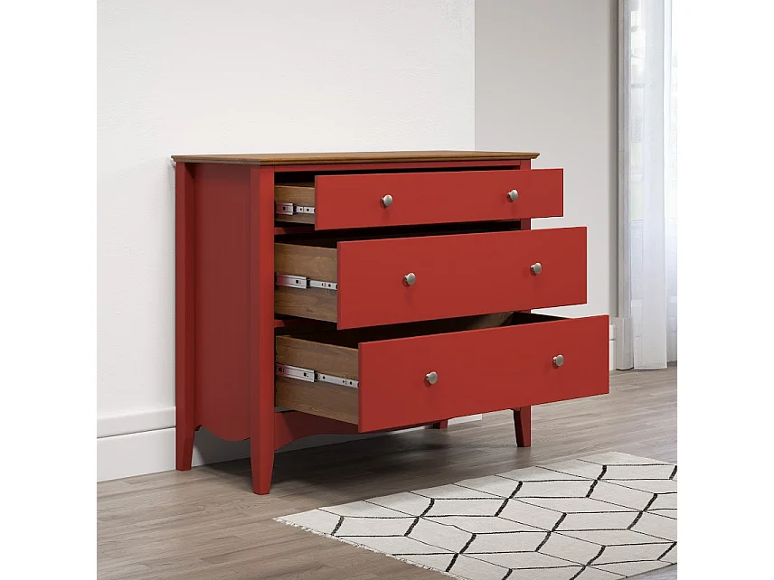 Lissabon Kommode 2, 1 Schublade rot,braun.