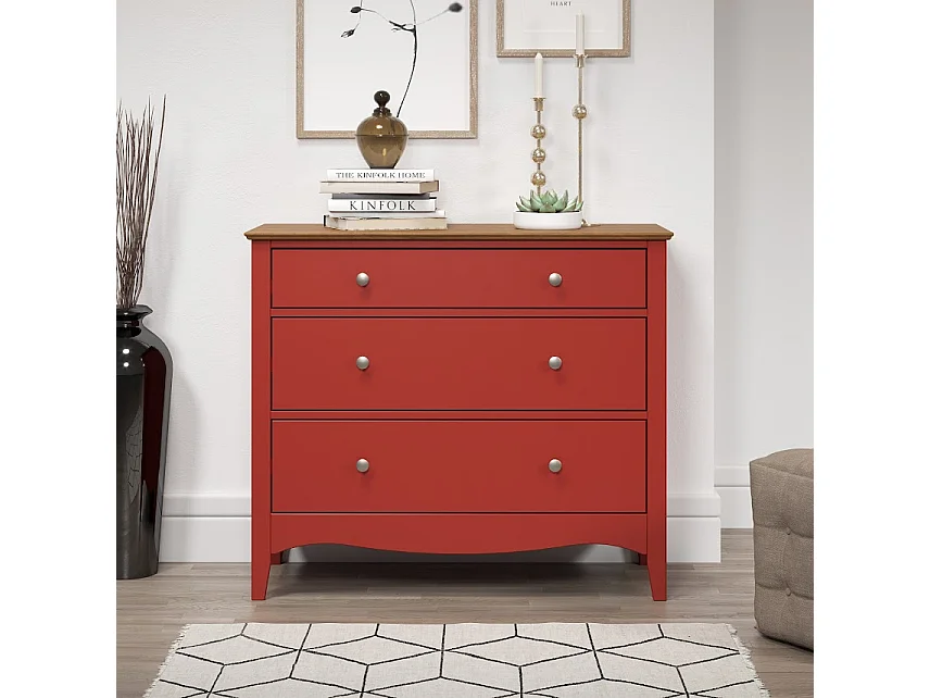 Lissabon Kommode 2, 1 Schublade rot,braun.