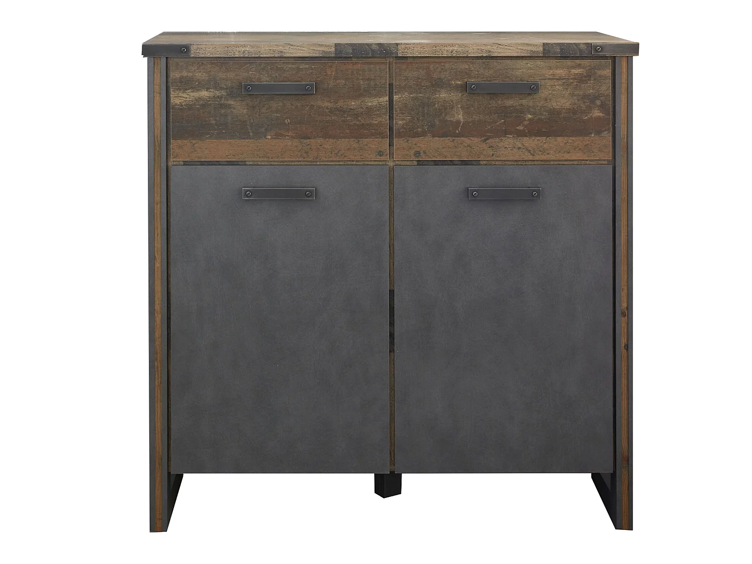 Prip Commode 2 portes et 2 tiroirs, style vieux bois, finition Matera.