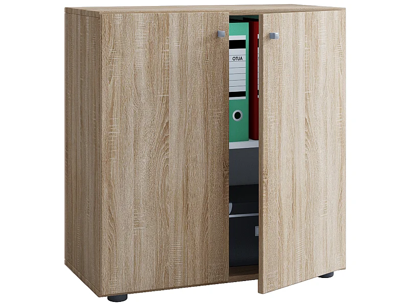 Lona Universalschrank Büro Kommode niedrig 2 Türen Sonoma-Eiche dekor.
