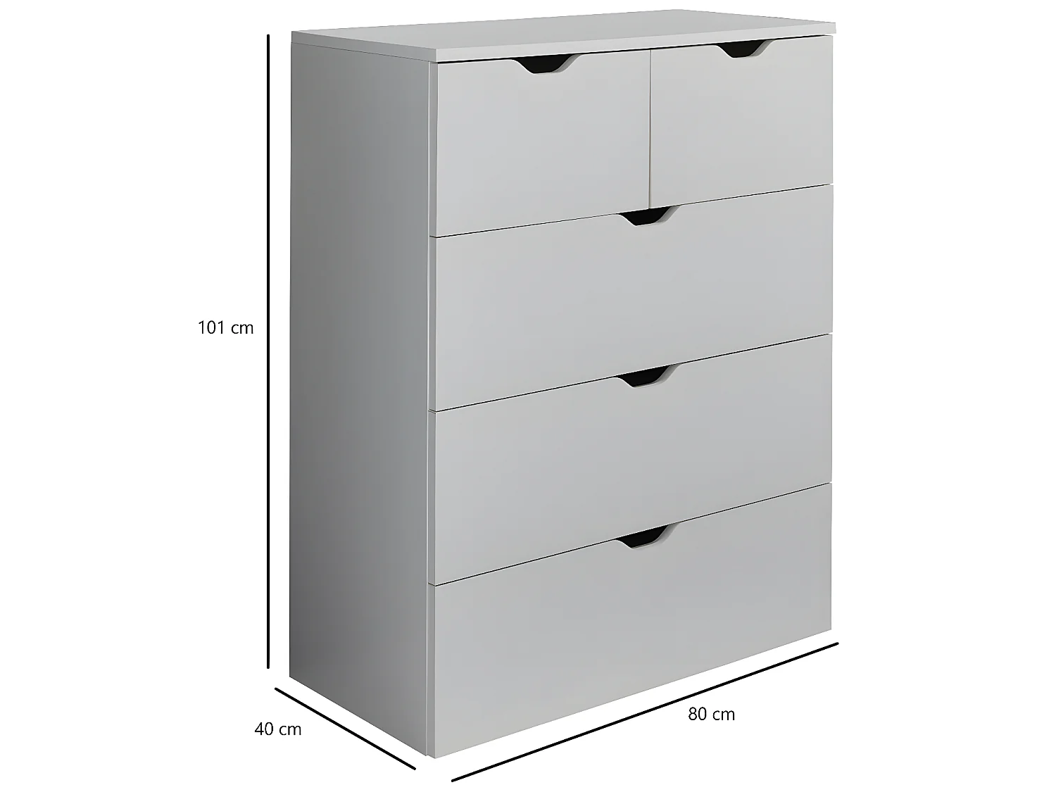 Basix Commode à 5 tiroirs, blanc.