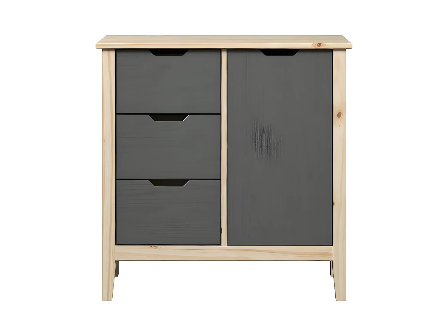 Latera commode 3 tiroirs, 1 porte gris.