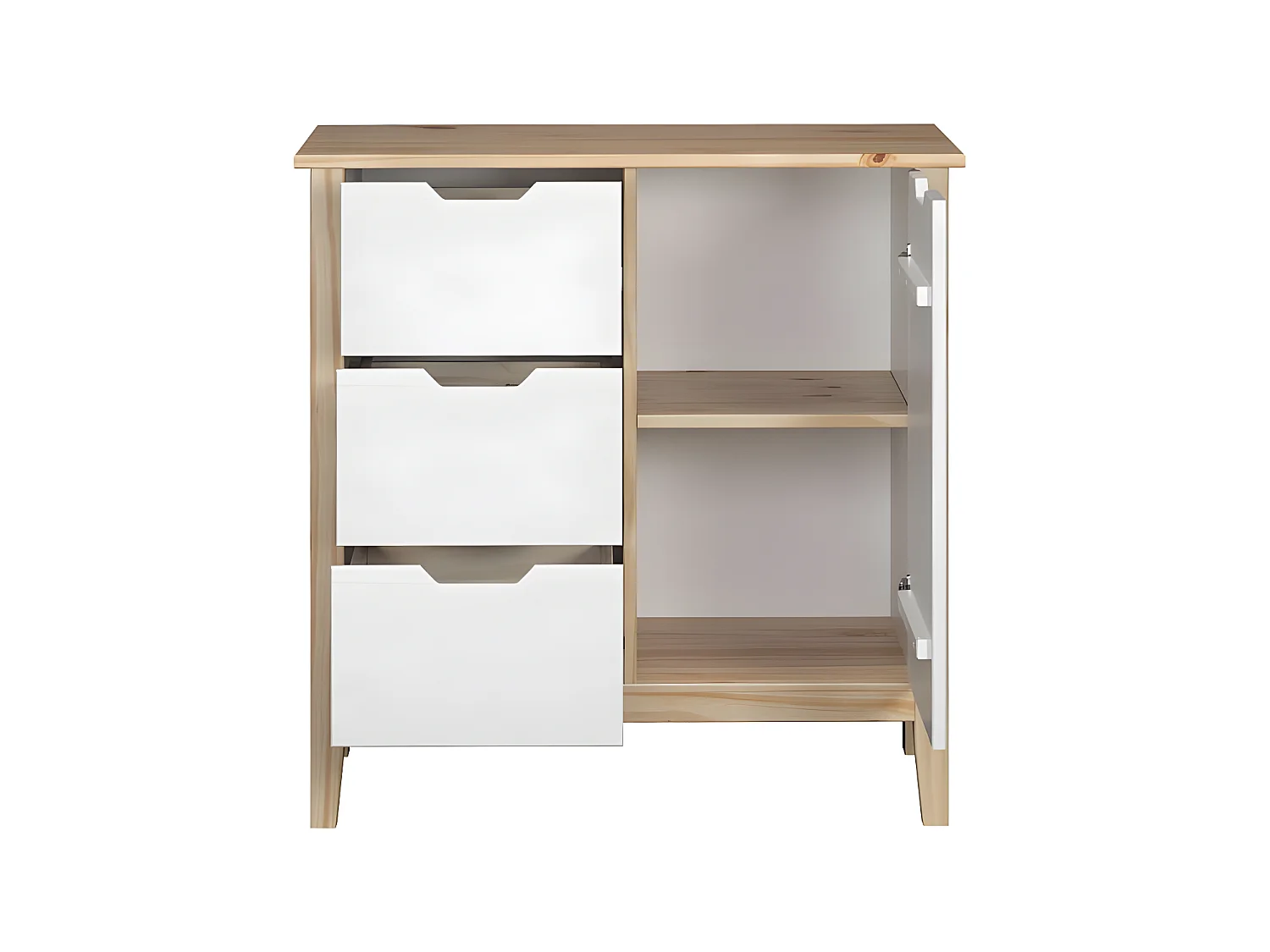 Latera kommode 3 laden, 1 deur wit.