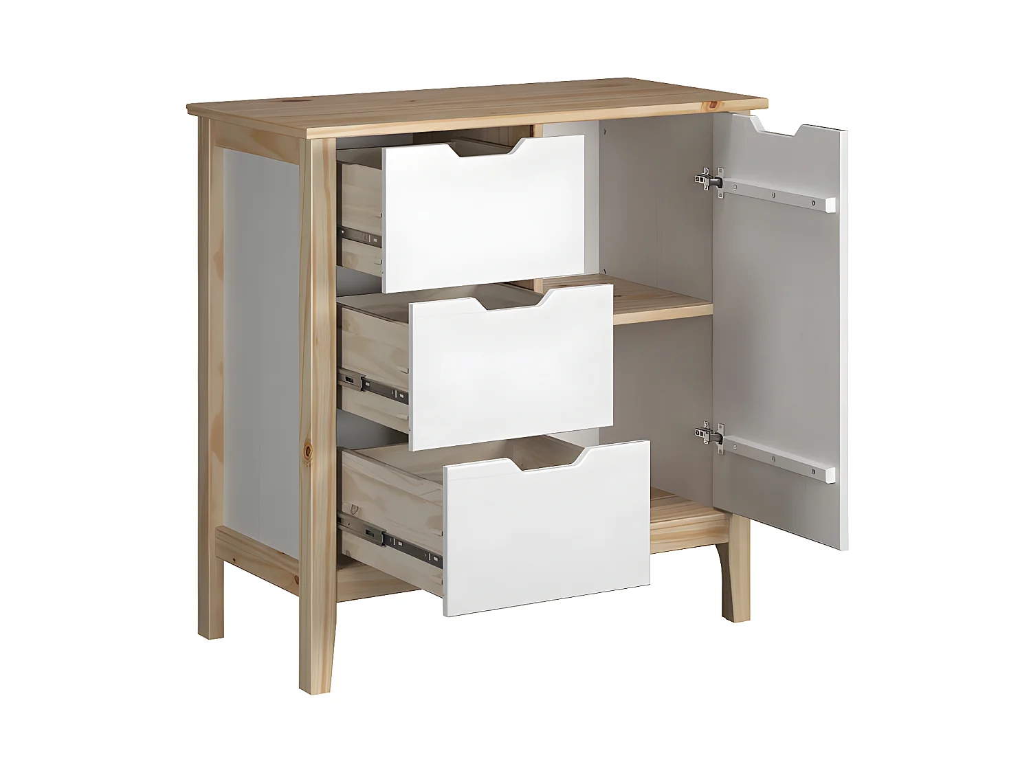 Latera kommode 3 laden, 1 deur wit.