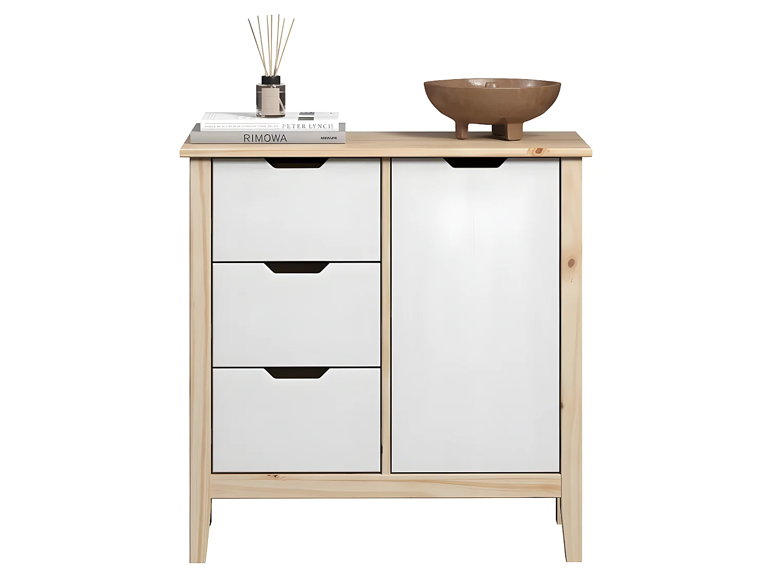 Latera kommode 3 laden, 1 deur wit.