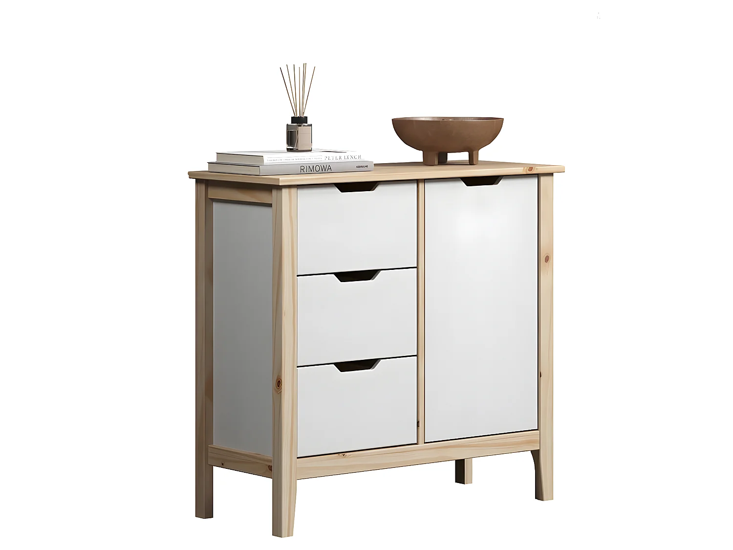 Latera kommode 3 laden, 1 deur wit.