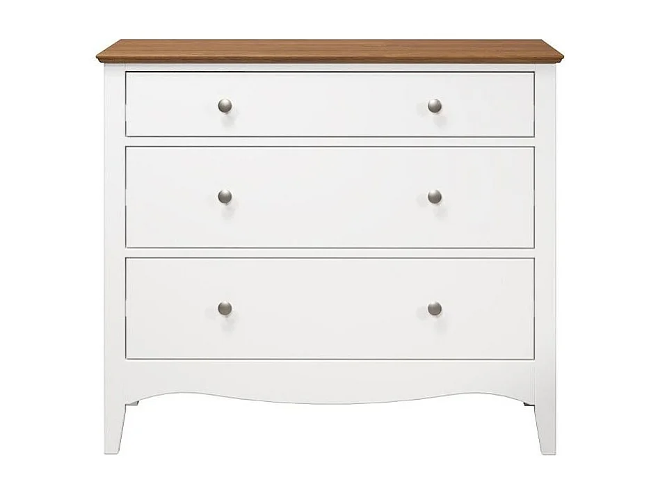 Meuble de rangement 3 tiroirs bois massif blanc et naturel Elisa