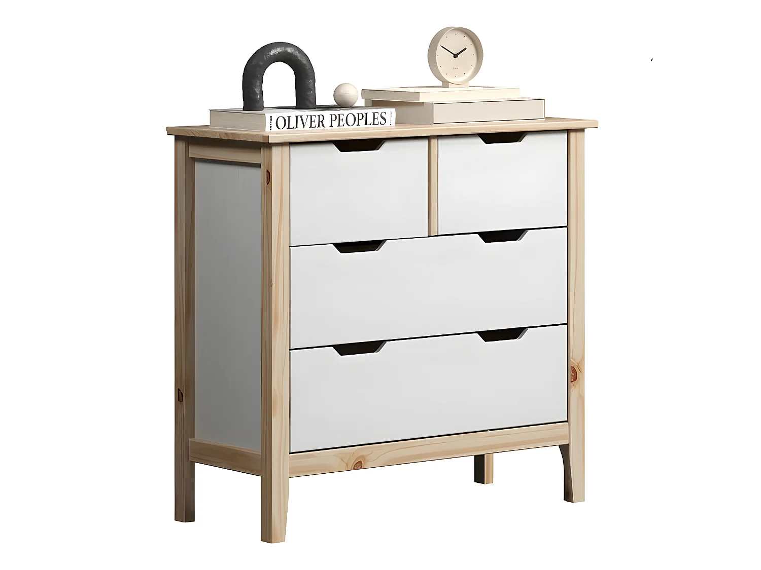 Latera commode 2, 2 tiroirs blanc.