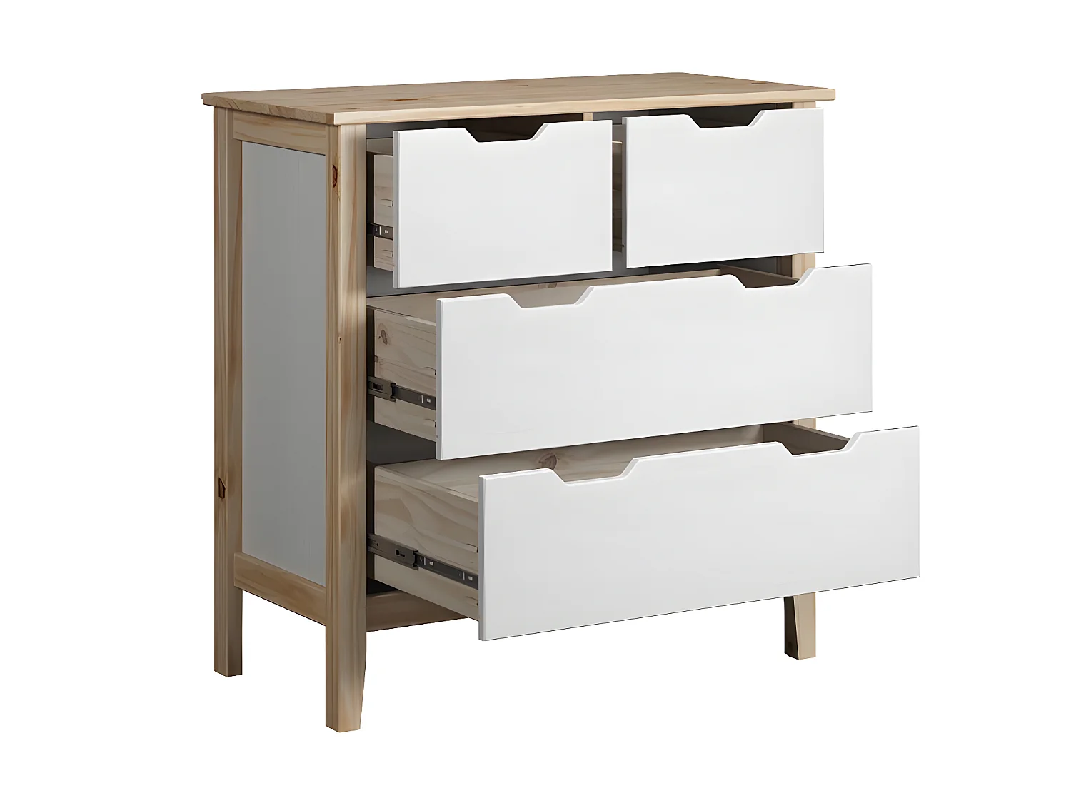 Latera commode 2, 2 tiroirs blanc.