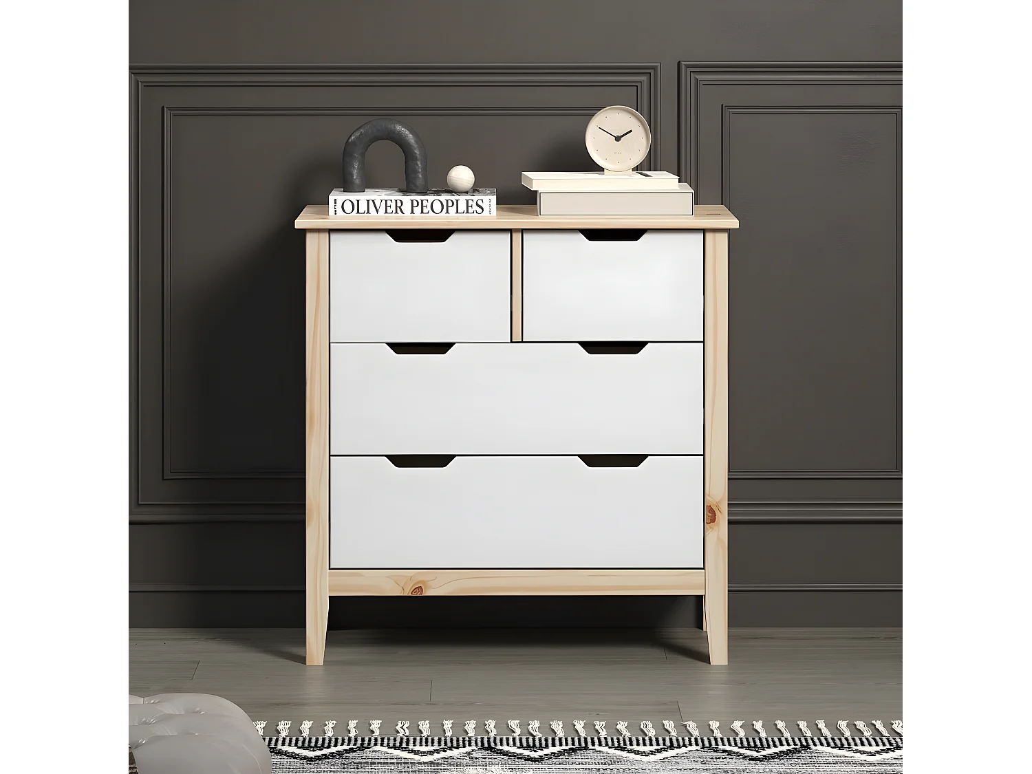 Latera commode 2, 2 tiroirs blanc.