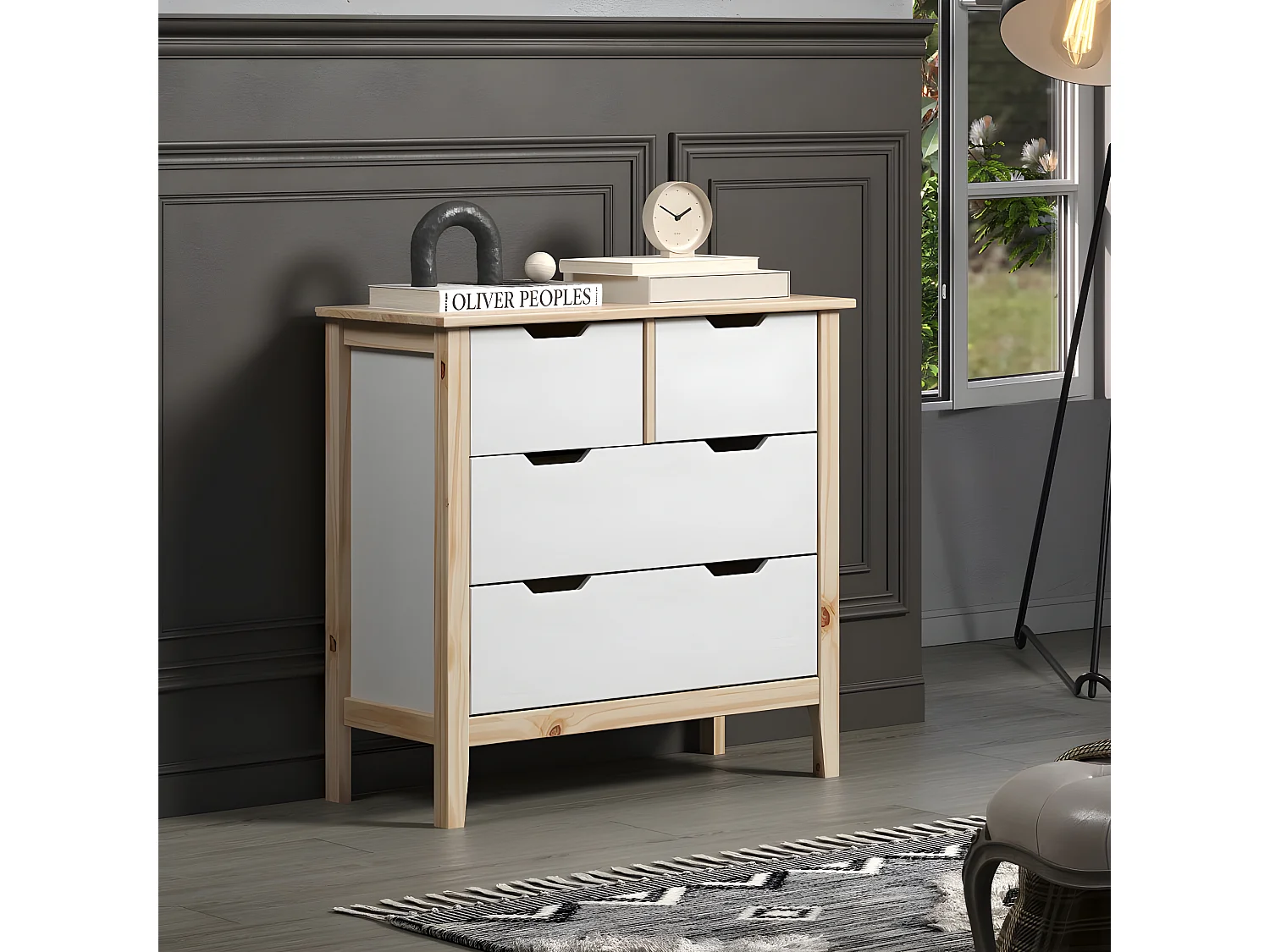 Latera commode 2, 2 tiroirs blanc.