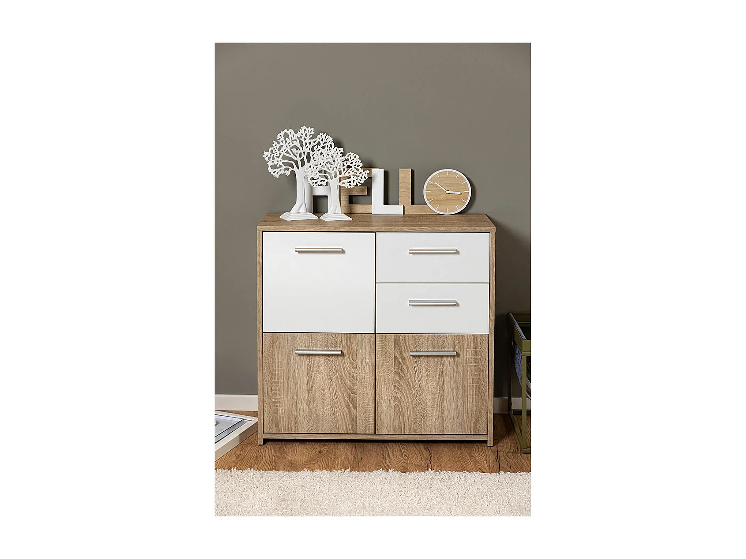 Edsam Commode, 3 portes, 2 tiroirs, imitation chêne Sonoma.