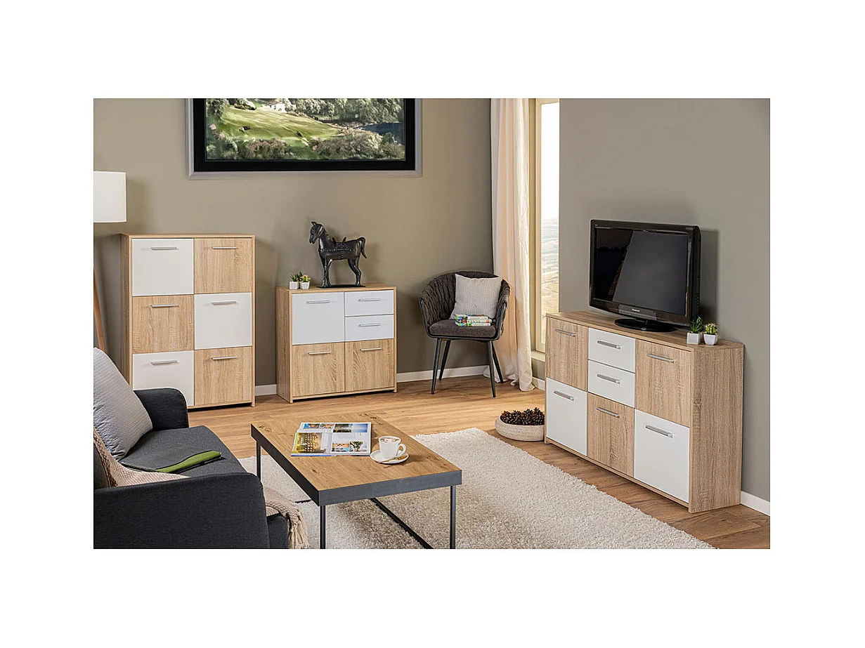 Edsam kommode 3 deuren, 2 lades Sonoma eiken decor.