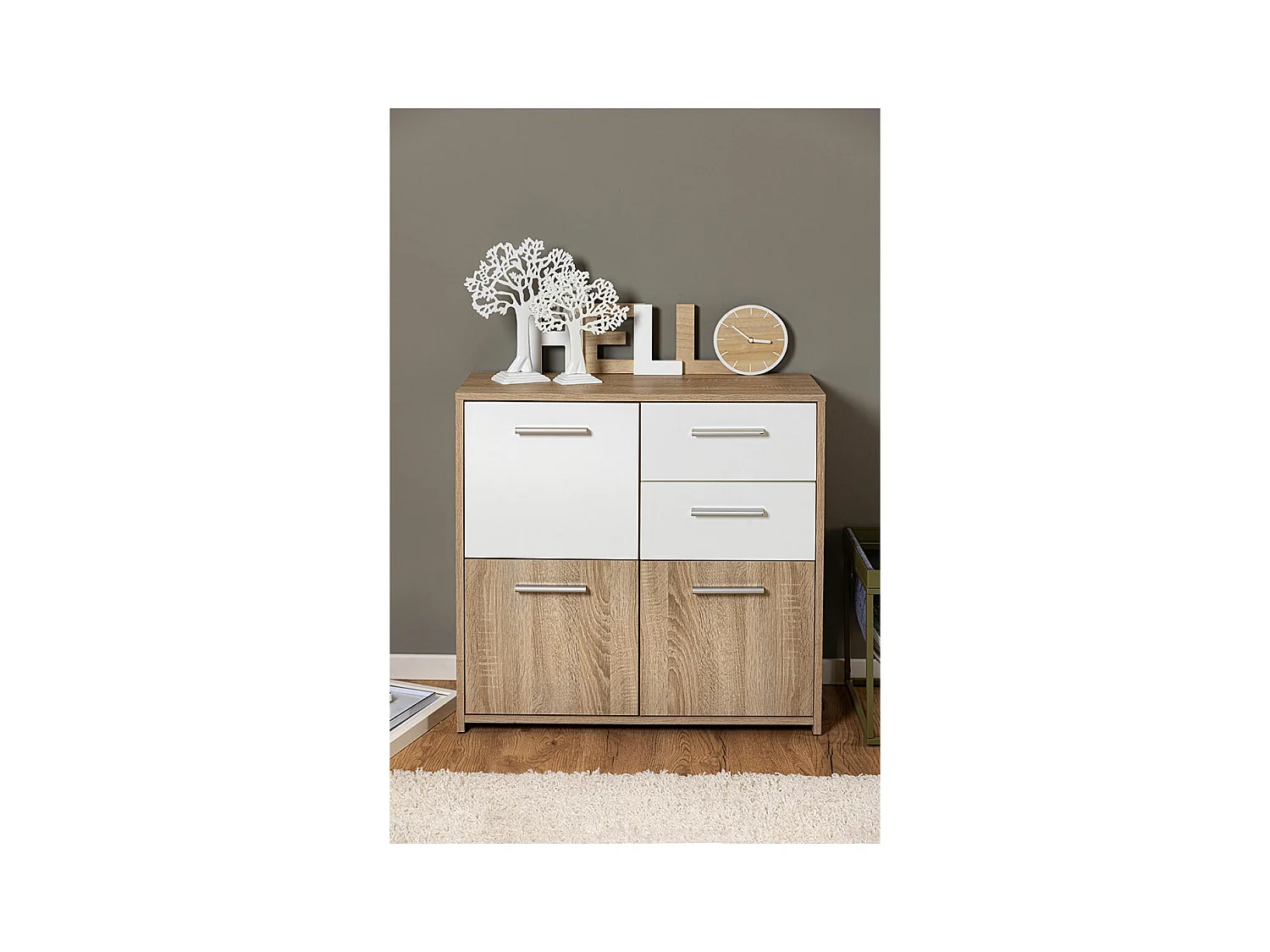 Edsam kommode 3 deuren, 2 lades Sonoma eiken decor.