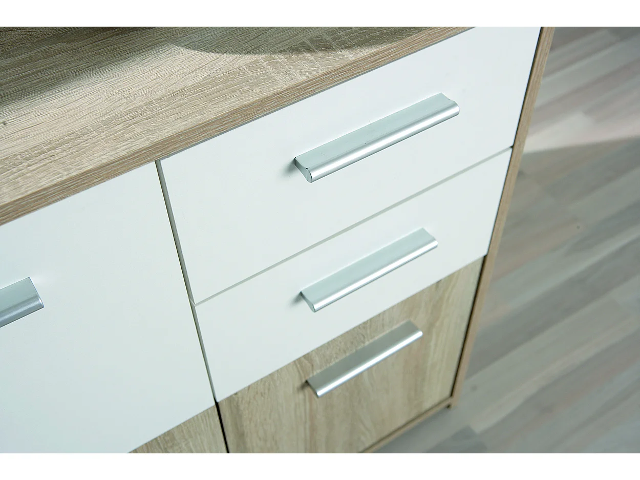 Cómoda Edsam 3 puertas, 2 cajones decoración roble Sonoma.