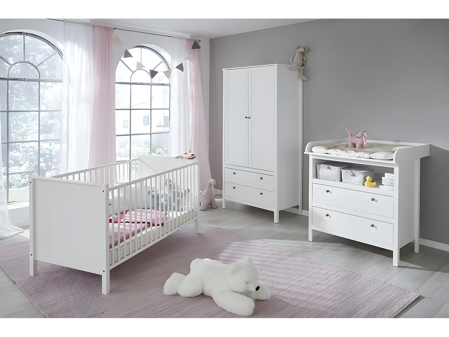 Ory Table à langer, 2 tiroirs et 1 espace de rangement ouvert, blanc.