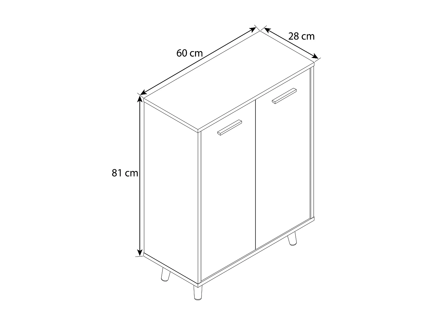 Cómoda de madeira VCM | aparador com 2 portas giratórias | dimensões aprox. h. 81 x l. 60 x p. 28 cm - Lindas (carvalho branco / mel)