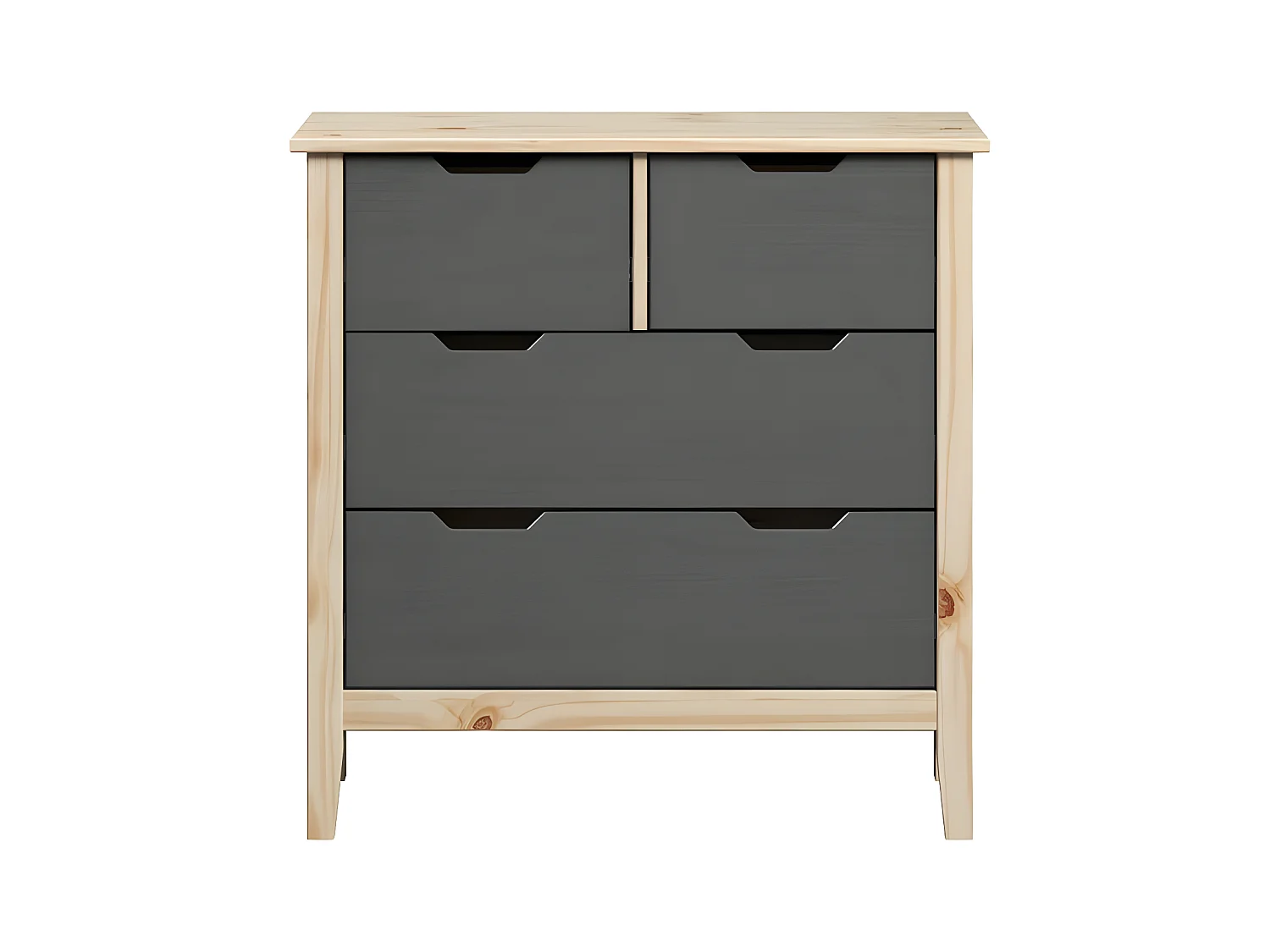Latera commode 2, 2 tiroirs gris.