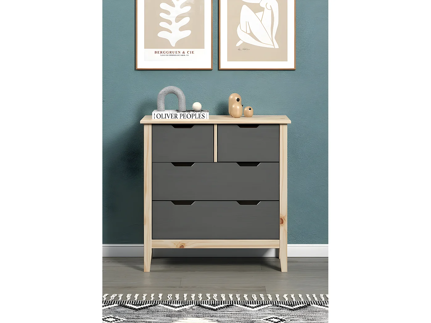 Latera kommode 2, 2 laden grijs.