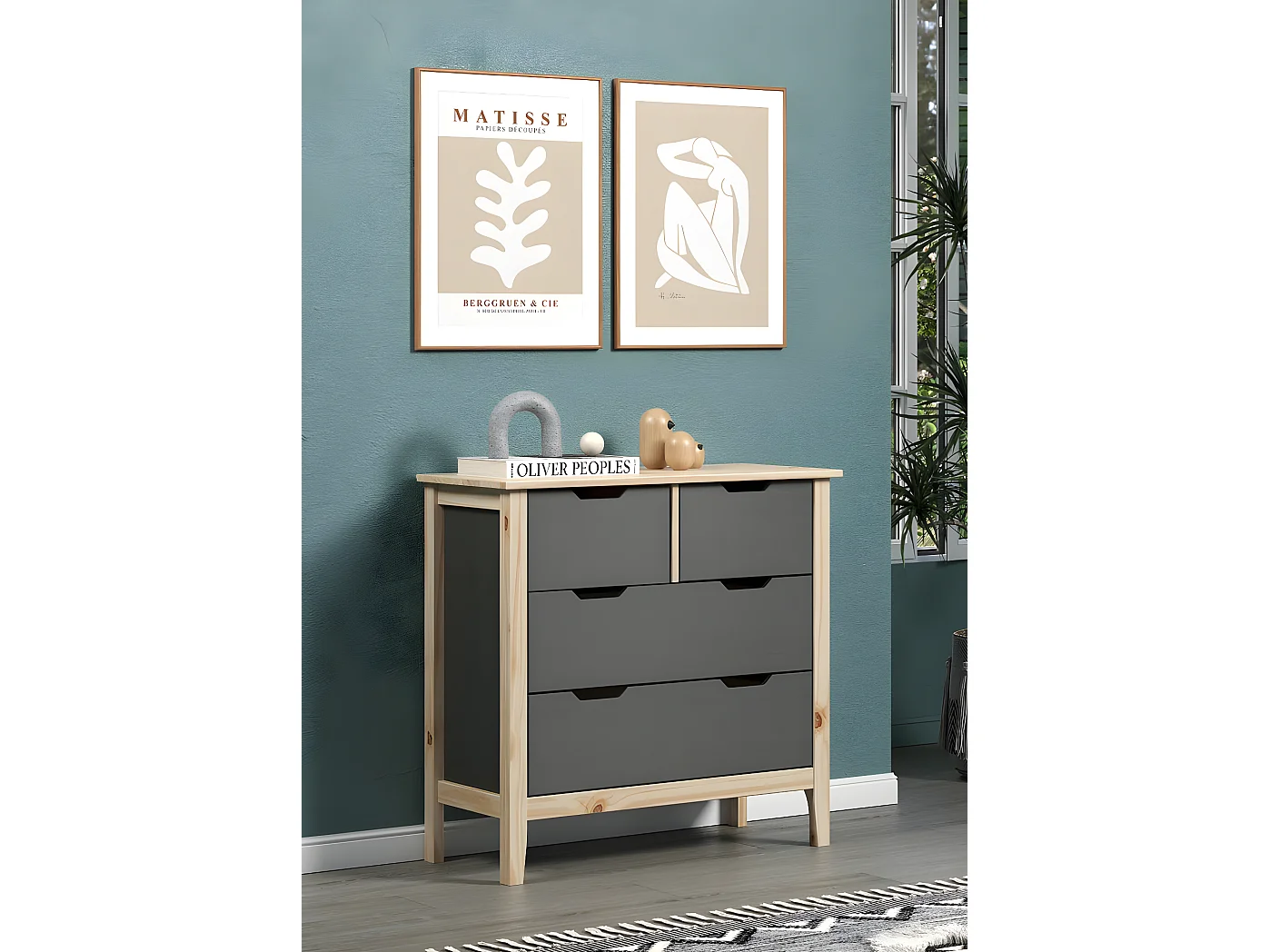 Latera kommode 2, 2 laden grijs.