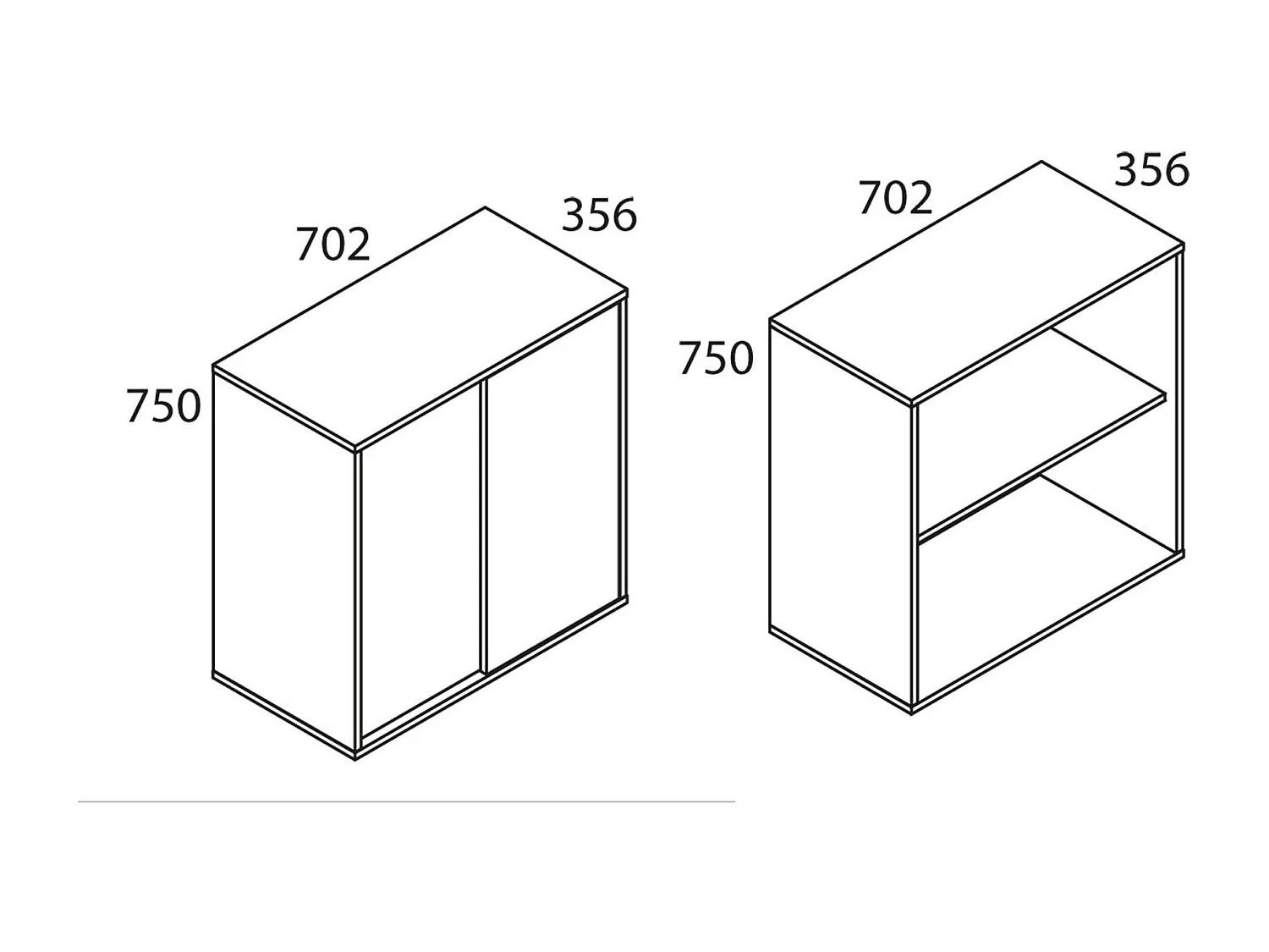 Cómoda de madeira VCM | dimensões aprox. h. 75 x l. 70 x p. 36 cm | aparador com divisórias práticas | 2 portas giratórias - Vandol 1 (branco)