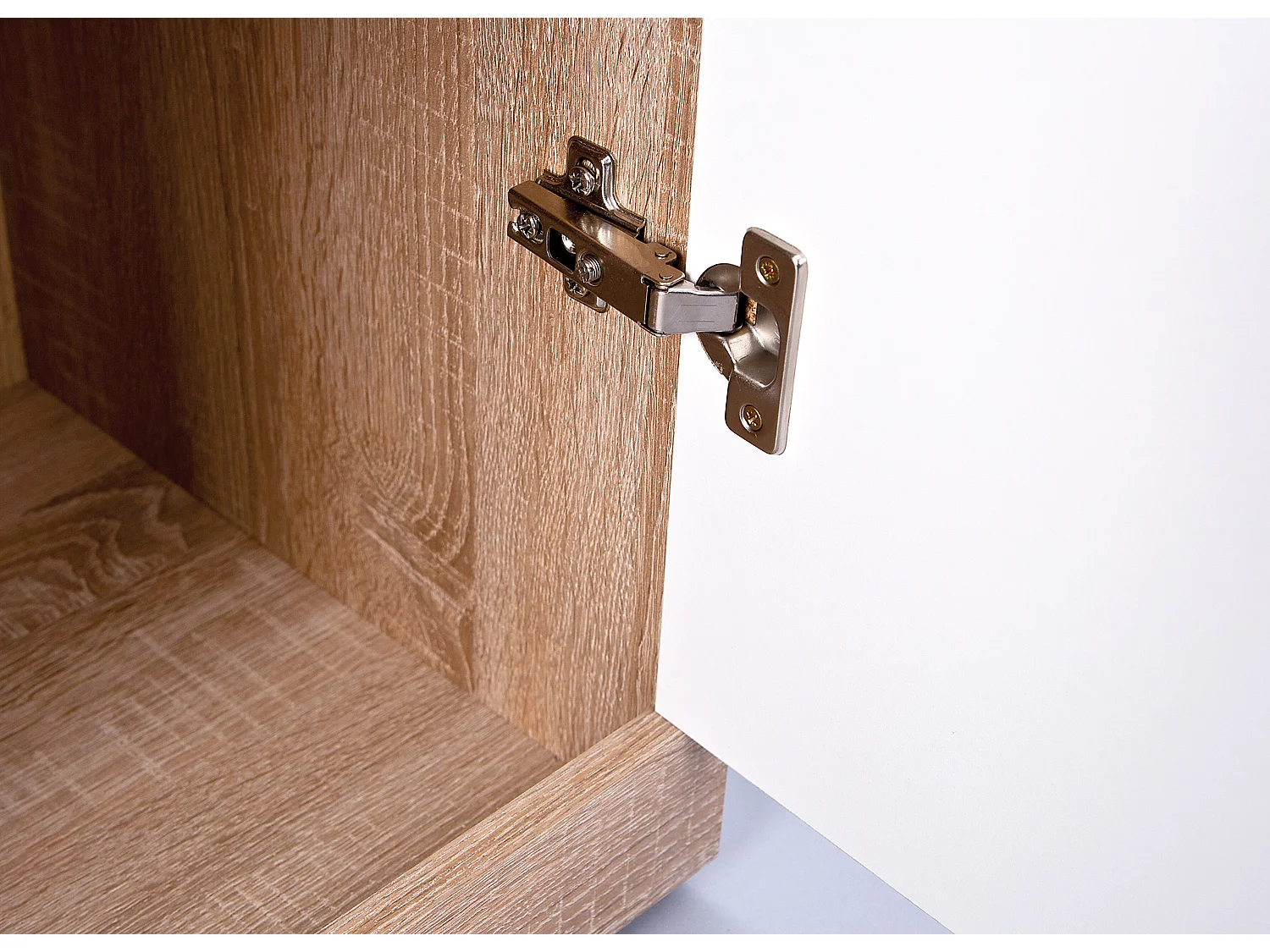 Lubef kommode 2 deuren, 4 lades Sonoma eiken decor, wit hoogglans.