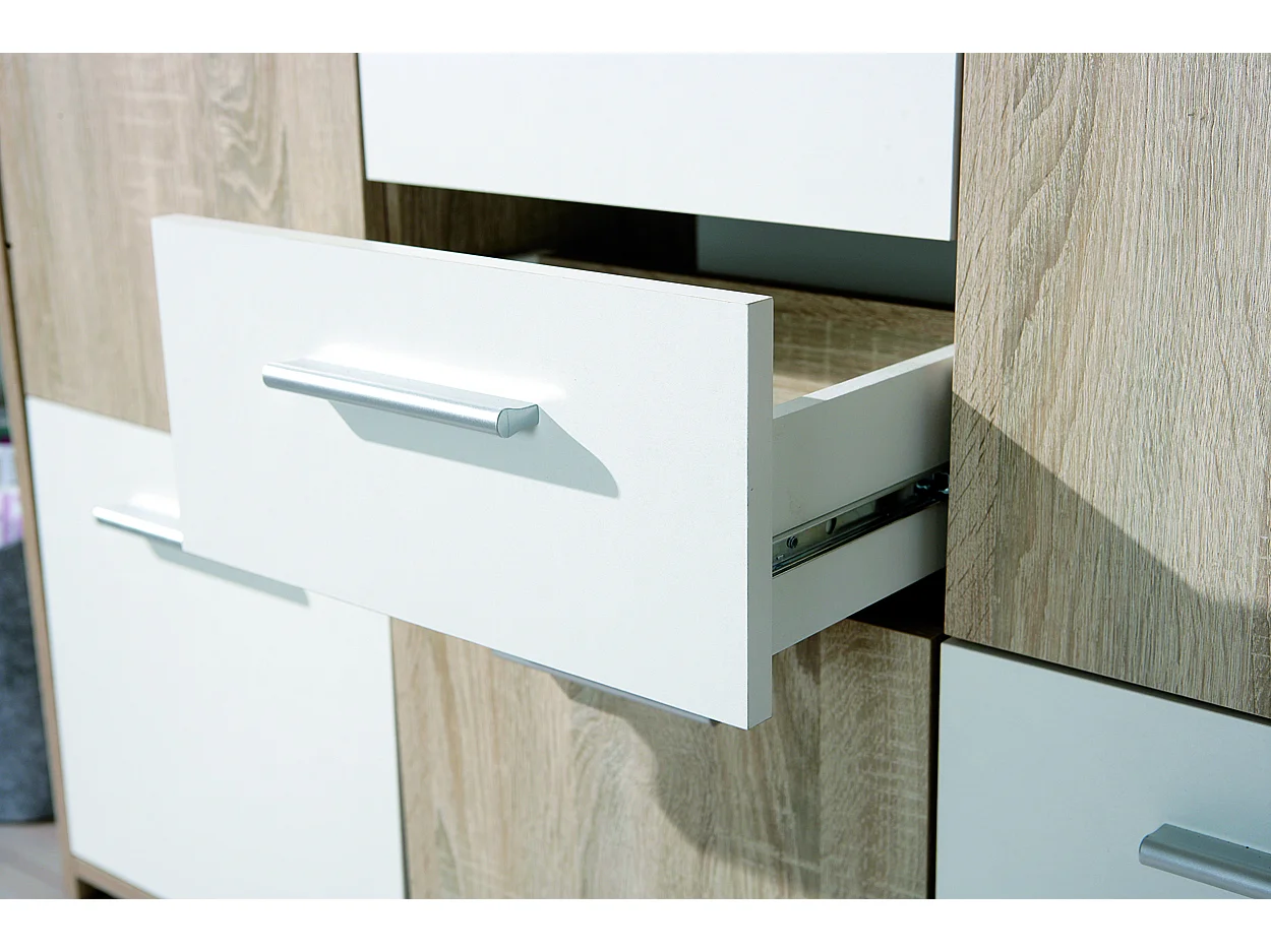 Elsra kommode 5 deuren, 2 lades Sonoma eiken decor.