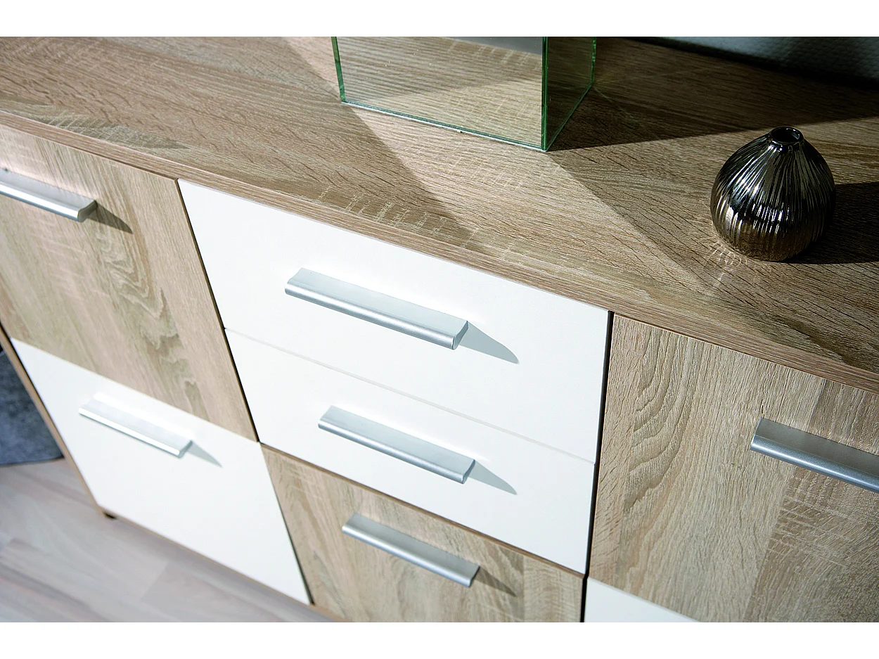 Elsra kommode 5 deuren, 2 lades Sonoma eiken decor.