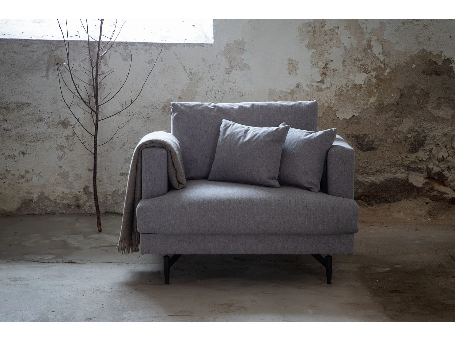 Fauteuil en Tissu "Sofia" 104cm Gris