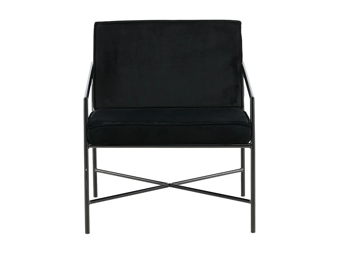 Fauteuil Design Velours "Rakel" 78cm Noir