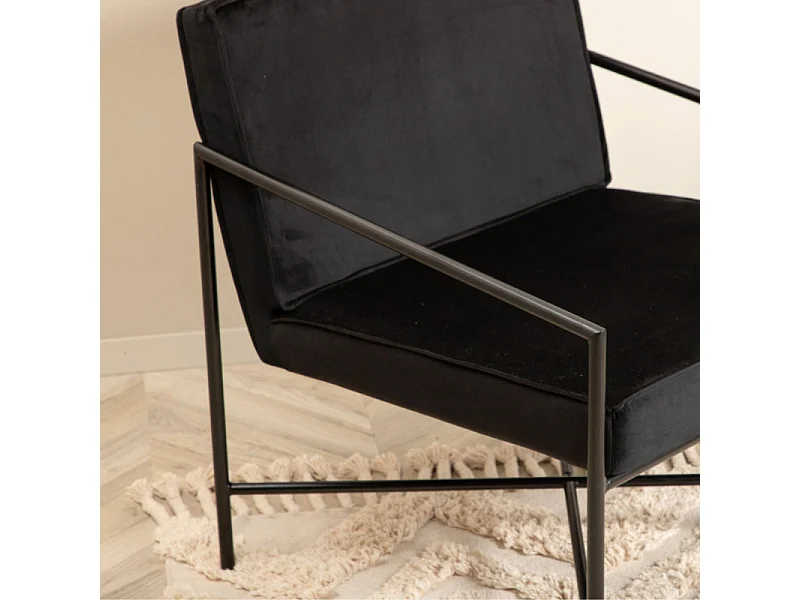 Rakel fauteuil velours zwart.