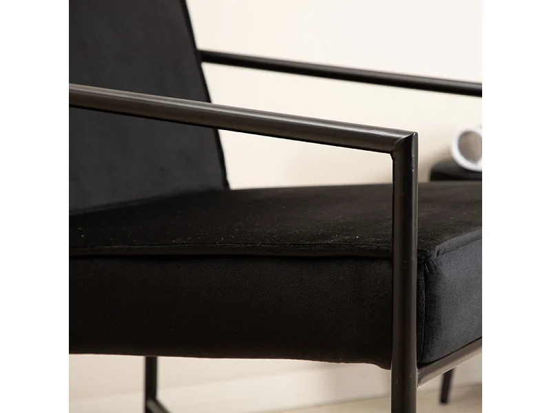 Rakel fauteuil velours zwart.