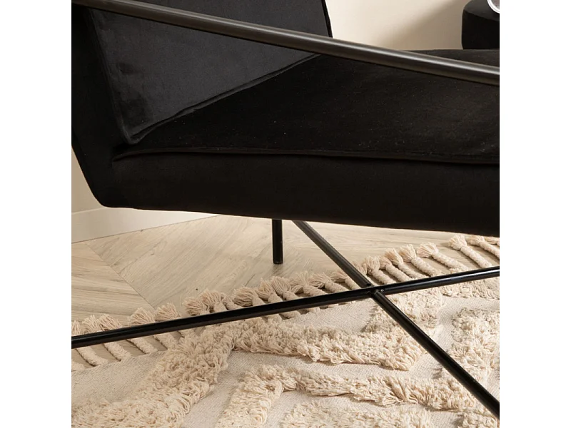 Rakel fauteuil velours zwart.