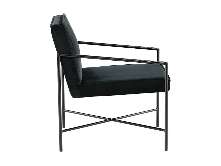 Fauteuil Design Velours "Rakel" 78cm Noir