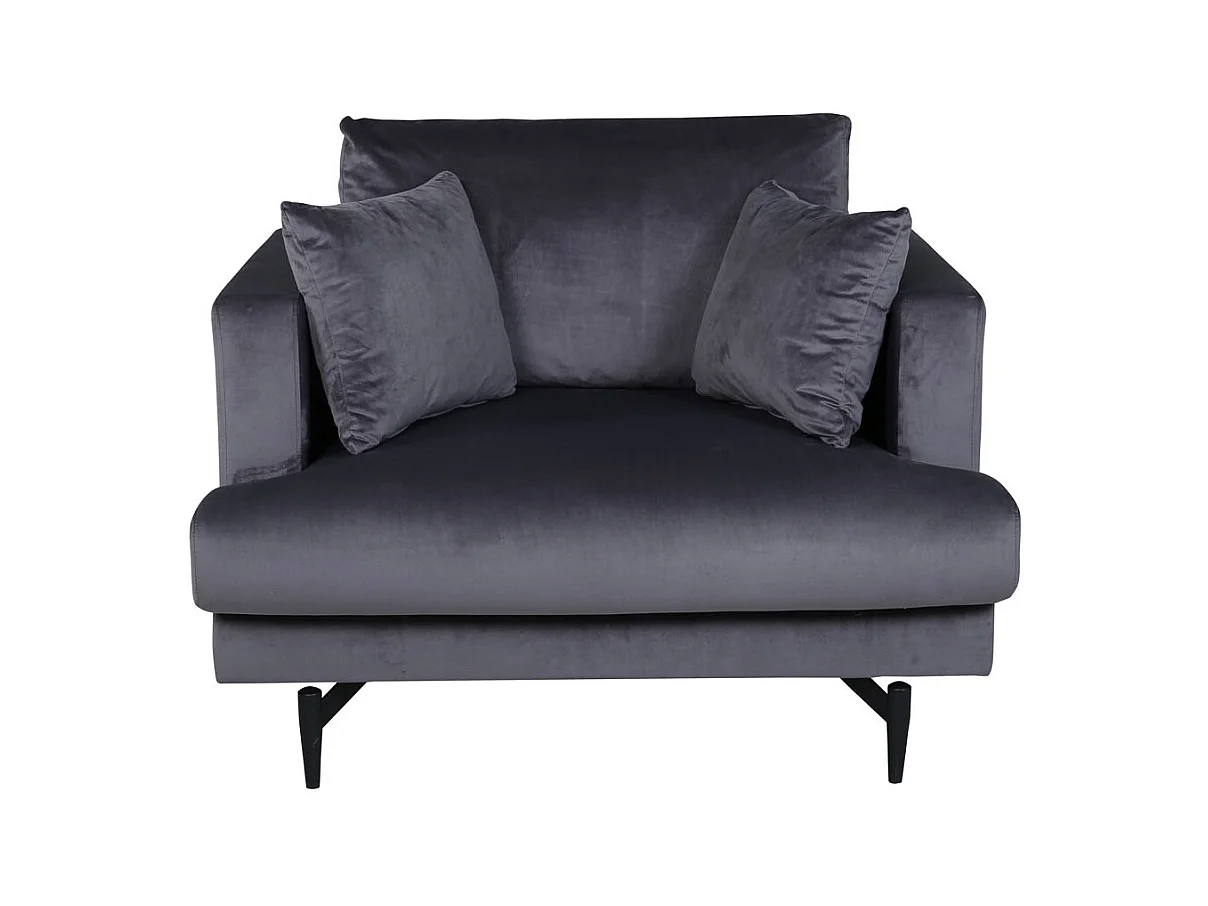Fauteuil en Velours "Sofia" 104cm Gris Foncé